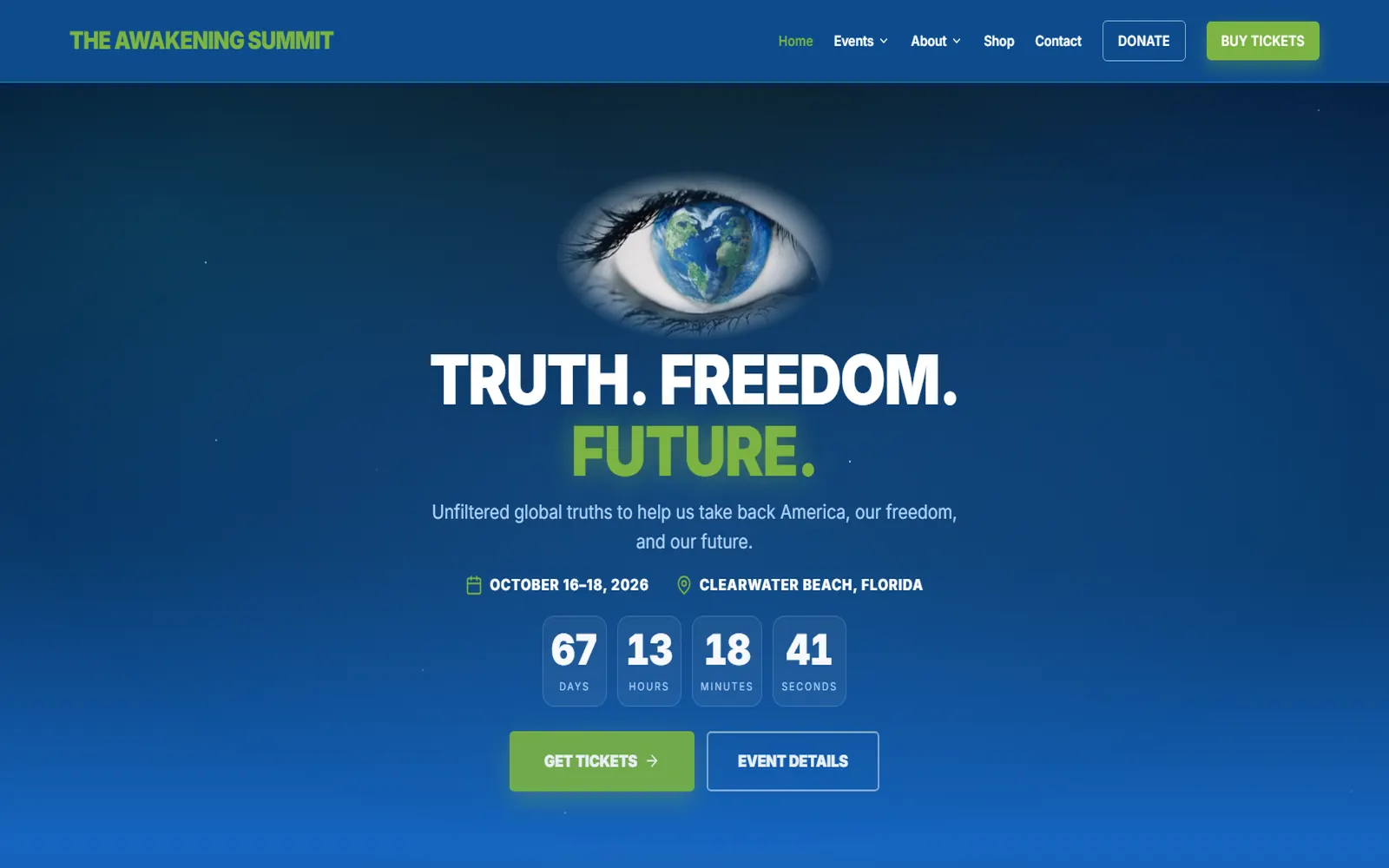 The Awakening Summit - full event platform with e-ticketing, shop and vendor management
